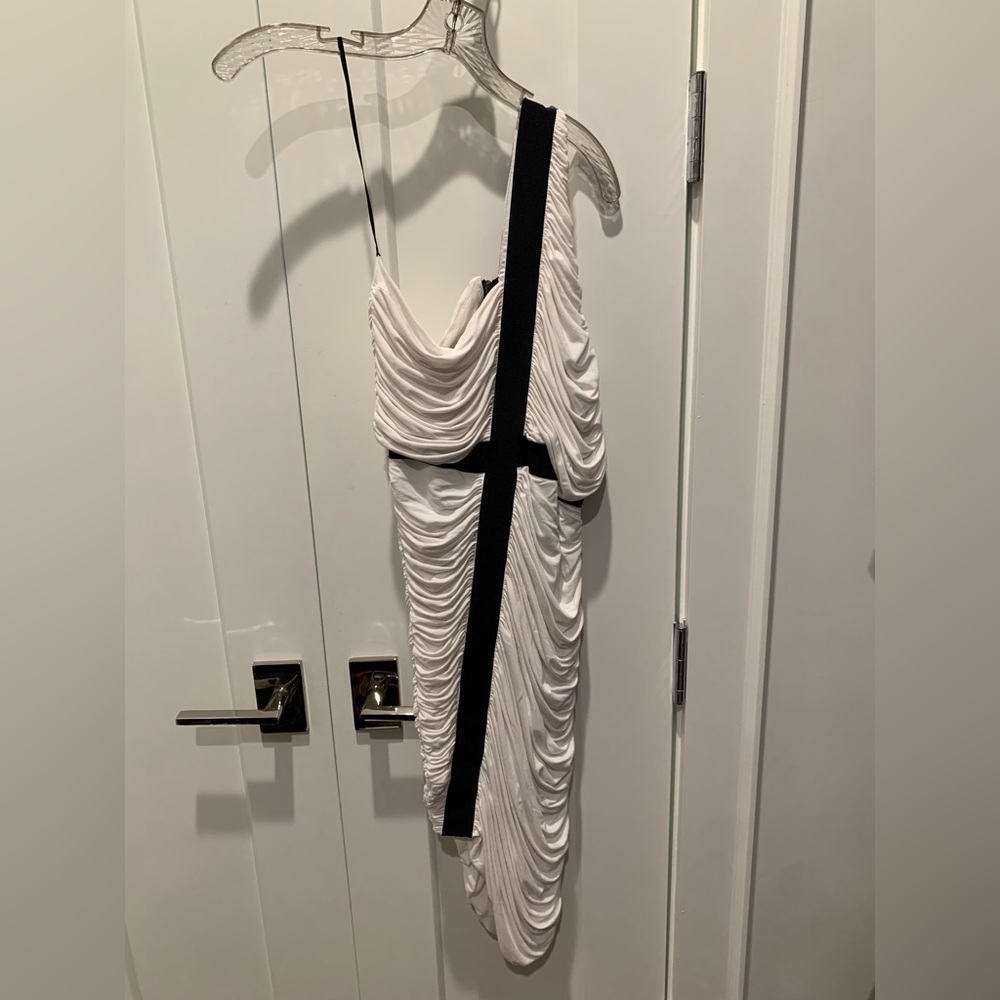 Factory by Erin Hart white black Grecian dress size L